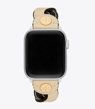 Cinturino intrecciato per Apple Watch®, pelle color crema/nera, 38 mm – 40 mm