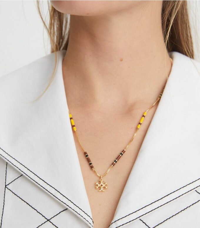 Collana con pendente a barra smaltato Kira
