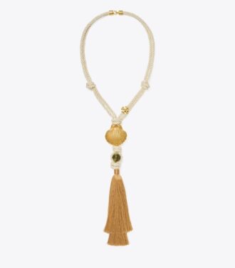 Collana con pendente a nappina in conchiglia