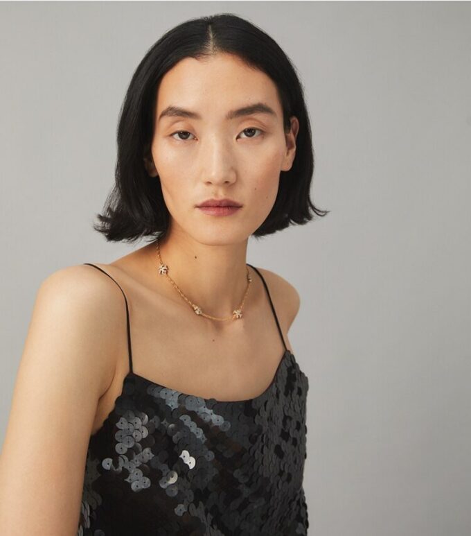 Collana delicata con catena Roxanne Pavé