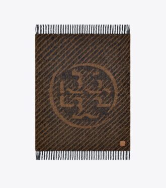 Coperta bouclé con strisce logo