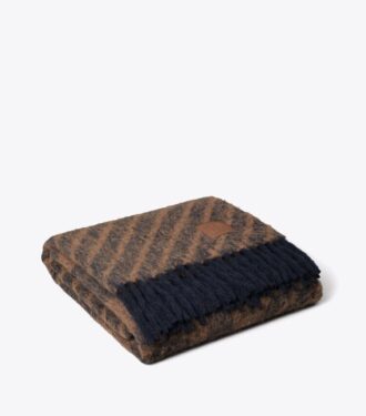 Coperta bouclé con strisce logo