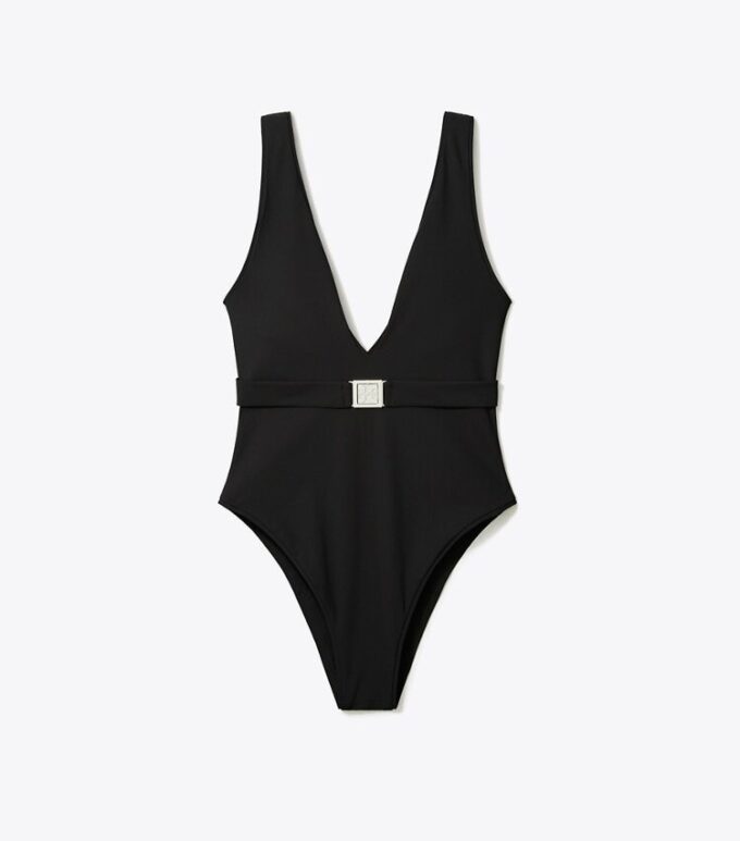 Costume da bagno con cintura e logo Costume da bagno con cintura e logo