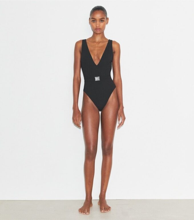 Costume da bagno con cintura e logo Costume da bagno con cintura e logo