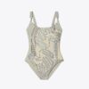 Costume da bagno con spalline e stampa