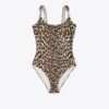 Costume da bagno con spalline e stampa