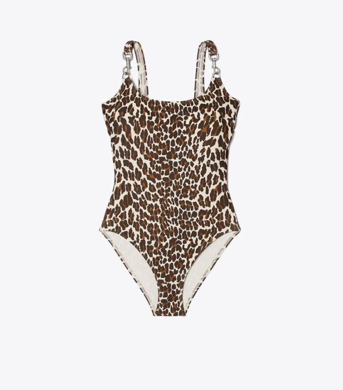 Costume da bagno con spalline e stampa