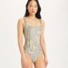 Costume da bagno con spalline e stampa