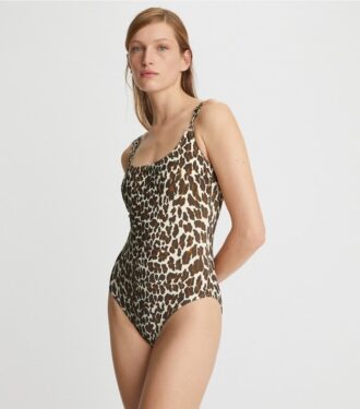 Costume da bagno con spalline e stampa