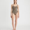 Costume da bagno con spalline e stampa