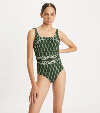 Costume da bagno stampato senza spalline