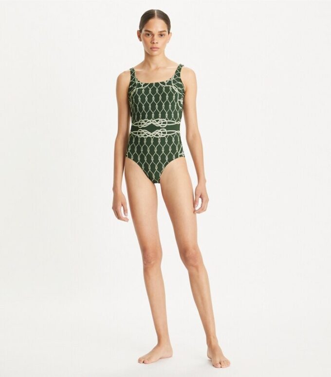 Costume da bagno stampato senza spalline