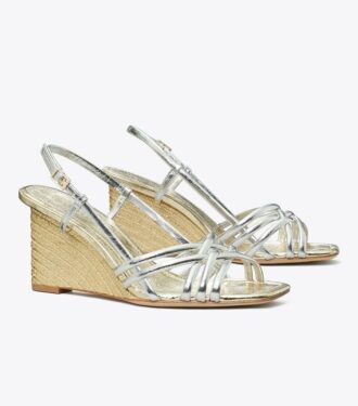 Espadrillas con zeppa e cinturini multipli