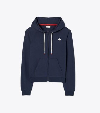 Felpa con cappuccio e zip in French Terry Raglan