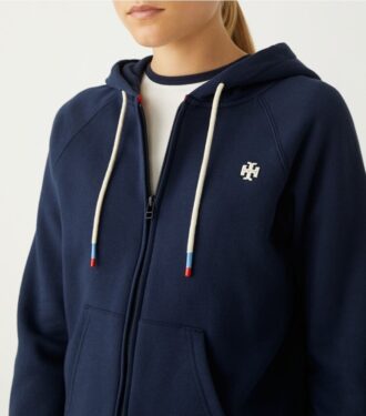 Felpa con cappuccio e zip in French Terry Raglan