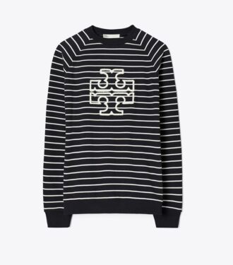 Felpa con logo a righe in French Terry