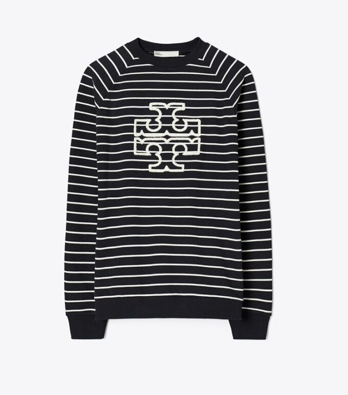 Felpa con logo a righe in French Terry Felpa con logo a righe in French Terry