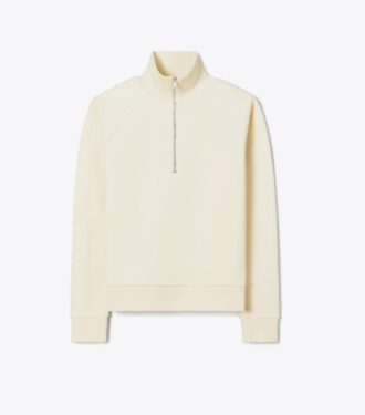 Felpa con logo French Terry e mezza zip sulle maniche