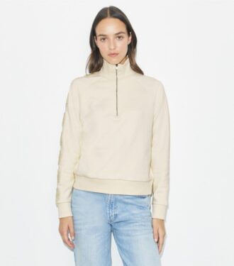 Felpa con logo French Terry e mezza zip sulle maniche