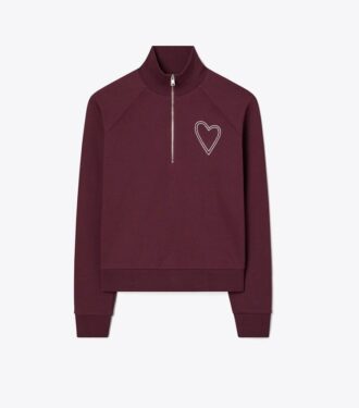 Felpa in French Terry con cuciture a zig zag a forma di cuore
