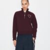 Felpa in French Terry con cuciture a zig zag a forma di cuore Felpa in French Terry con cuciture a zig zag a forma di cuore