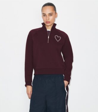 Felpa in French Terry con cuciture a zig zag a forma di cuore