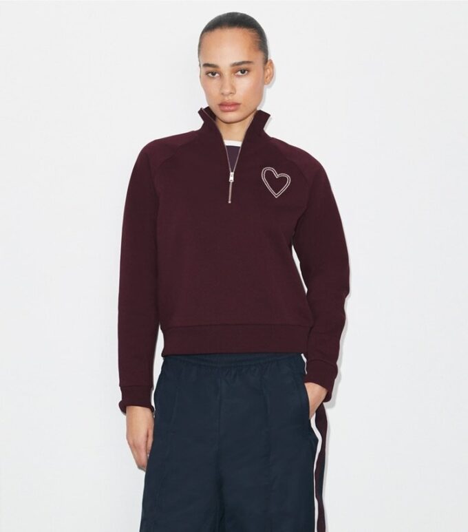 Felpa in French Terry con cuciture a zig zag a forma di cuore Felpa in French Terry con cuciture a zig zag a forma di cuore