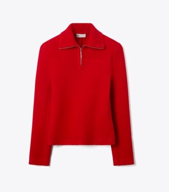 Felpa in lana con mezza zip