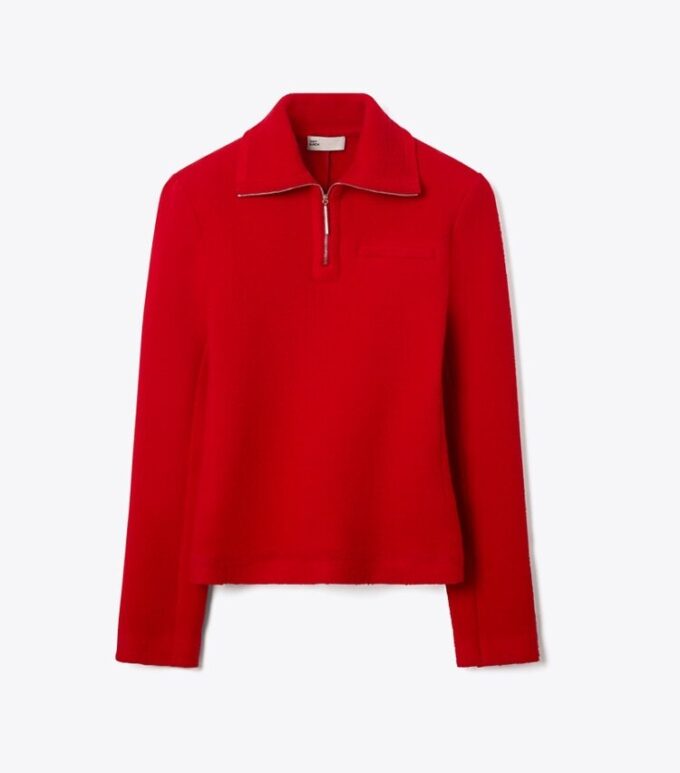 Felpa in lana con mezza zip