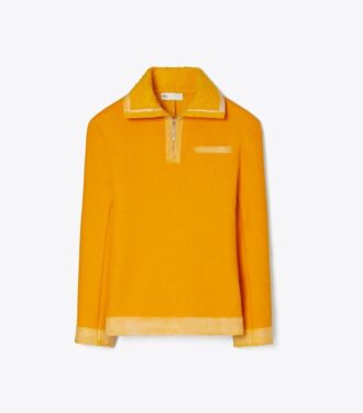 Felpa in lana con mezza zip