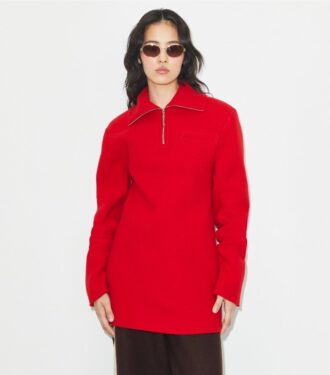 Felpa in lana con mezza zip