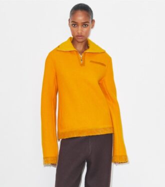 Felpa in lana con mezza zip