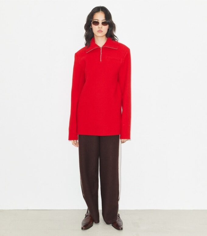 Felpa in lana con mezza zip