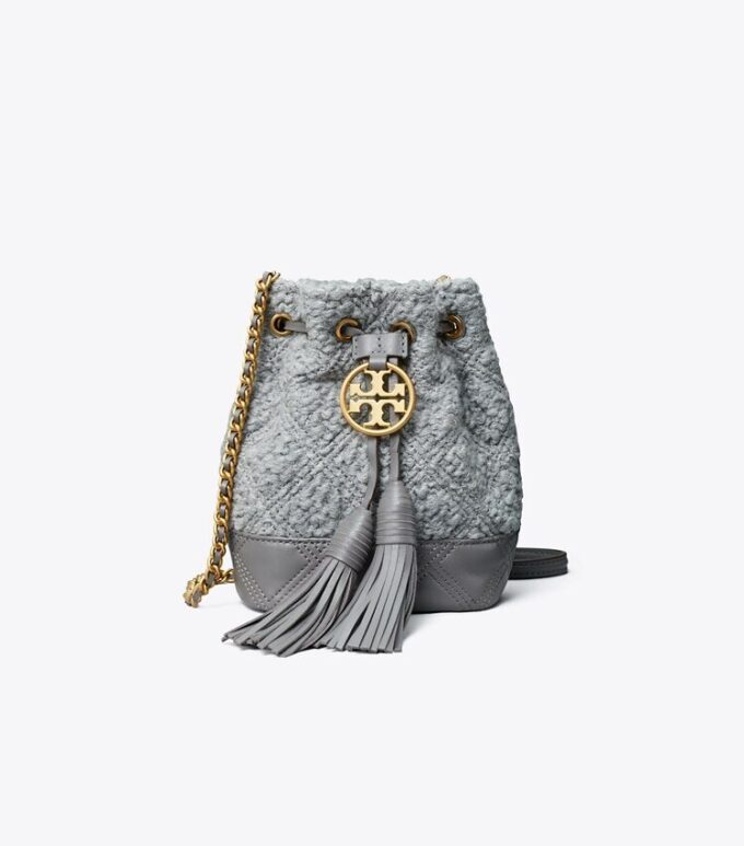 Fleming Mini borsa a secchiello in bouclé morbido