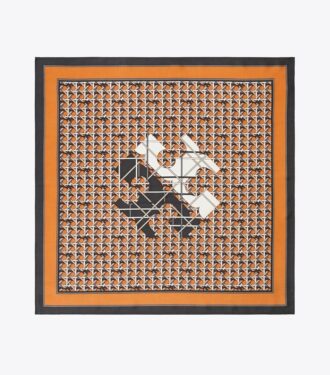 Foulard in seta con logo Basket-Weave Foulard in seta con logo Basket-Weave