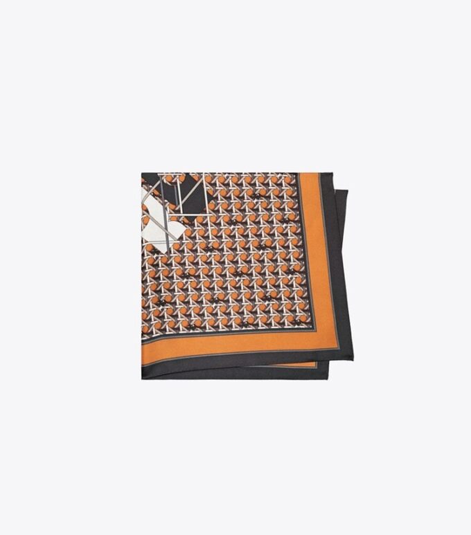 Foulard in seta con logo Basket-Weave Foulard in seta con logo Basket-Weave