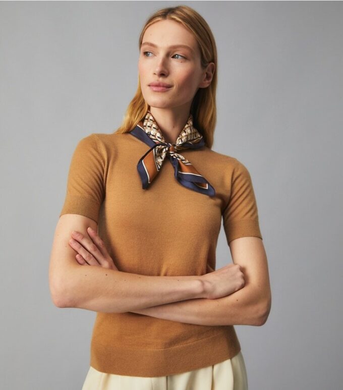 Foulard in seta con logo Basket-Weave Foulard in seta con logo Basket-Weave