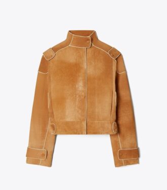 Giacca bomber in pelle scamosciata