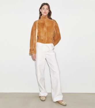 Giacca bomber in pelle scamosciata