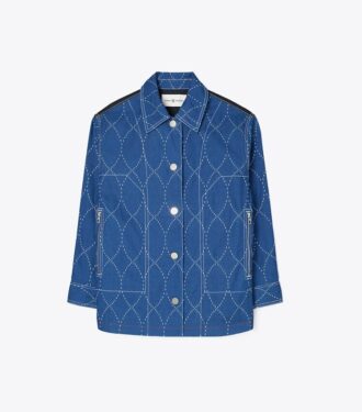 Giacca in denim con cuciture a vista