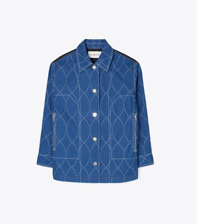Giacca in denim con cuciture a vista Giacca in denim con cuciture a vista