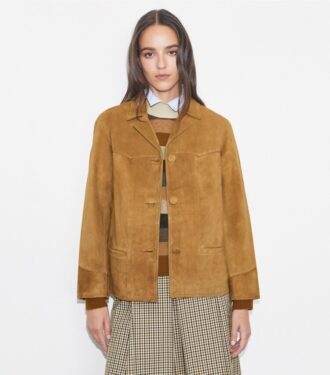 Giacca in pelle scamosciata