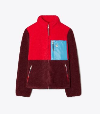 Giacca in pile color block