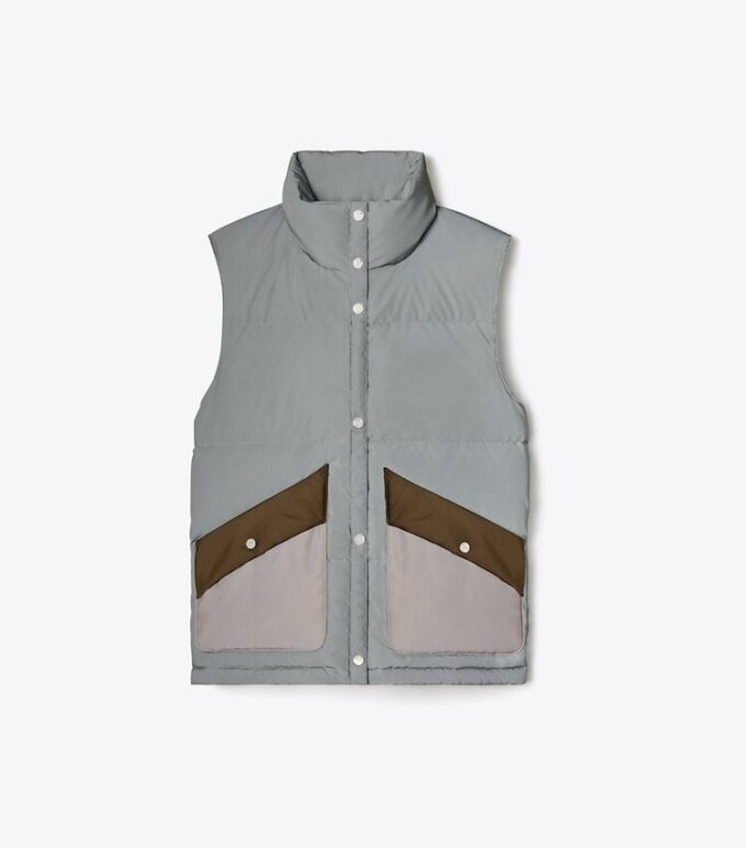 Gilet imbottito riflettente a blocchi di colore Gilet imbottito riflettente a blocchi di colore