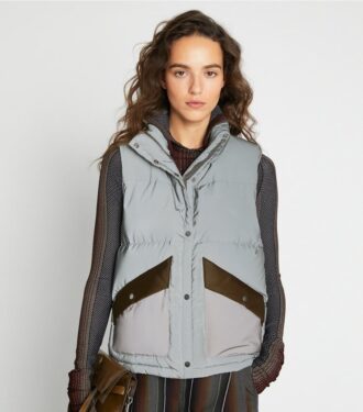 Gilet imbottito riflettente a blocchi di colore