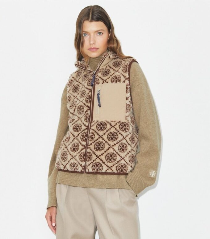 Gilet in pile con monogramma T Monogram Gilet in pile con monogramma T Monogram
