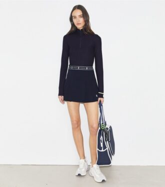 Gonna da tennis in twill tecnico con nastro con logo