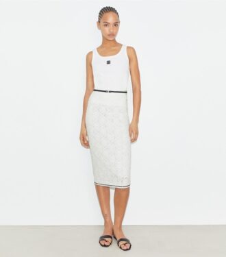 Gonna in cotone con logo in pizzo