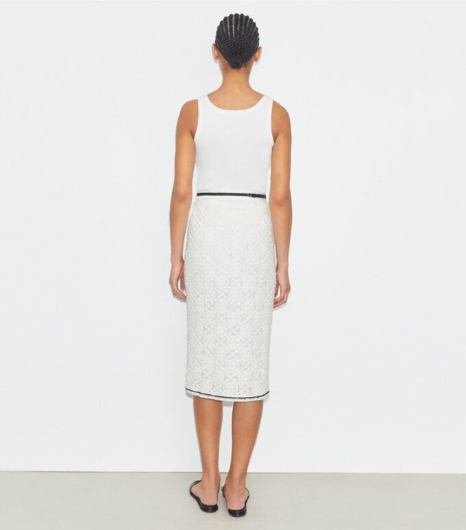 Gonna in cotone con logo in pizzo Gonna in cotone con logo in pizzo