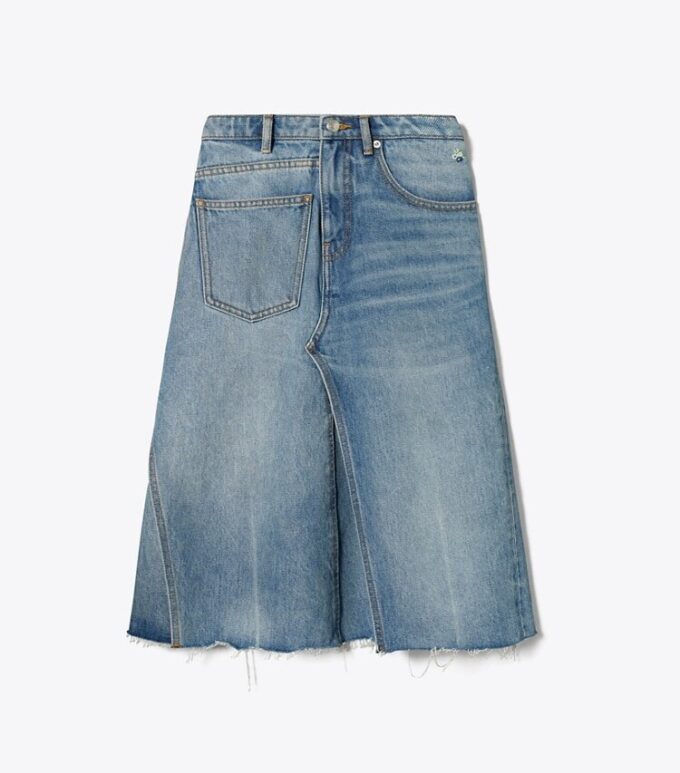 Gonna in denim destrutturato